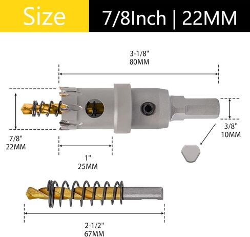 منشار ثقب 5/8 بوصة (16 مم) من كربيد شديد التحمل مكون من قطعتين من كربيد التنجستن لقص الثقب من الفولاذ المقاوم للصدأ والفولاذ الطري والحديد والنحاس والنحاس والبلاستيك لقم الثقب التجريبية المطلية بالتيتانيوم in Kuwait