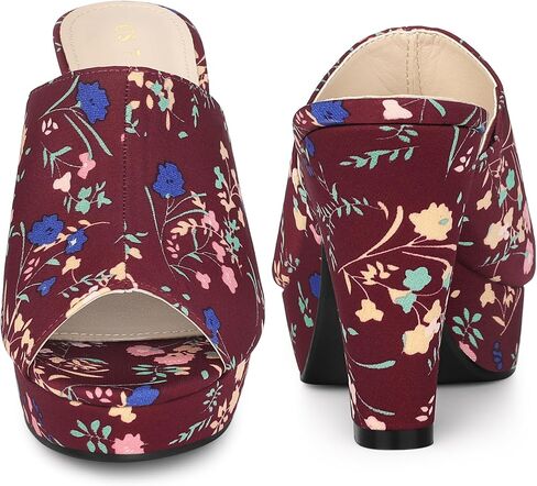 Perphy Platform Floral Chunky Heel Slides Sandals for Women in Saudi Arabia