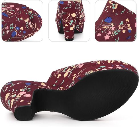 Perphy Platform Floral Chunky Heel Slides Sandals for Women in Saudi Arabia
