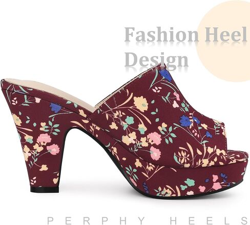 Perphy Platform Floral Chunky Heel Slides Sandals for Women in Saudi Arabia