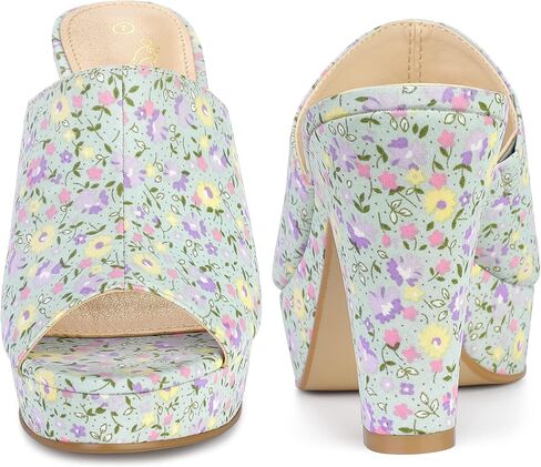 Perphy Platform Floral Chunky Heel Slides Sandals for Women in Saudi Arabia