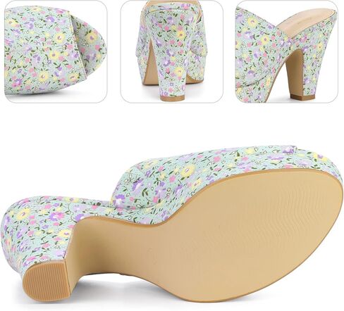 Perphy Platform Floral Chunky Heel Slides Sandals for Women in Saudi Arabia