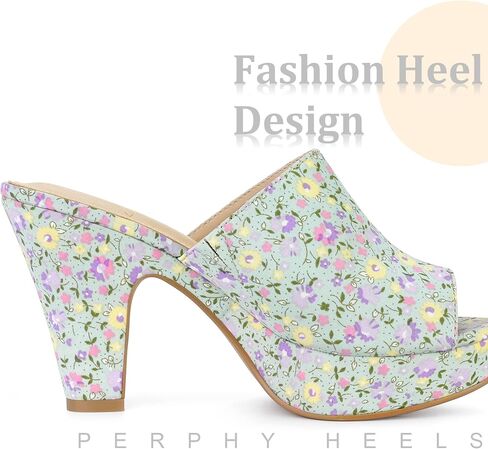 Perphy Platform Floral Chunky Heel Slides Sandals for Women in Saudi Arabia