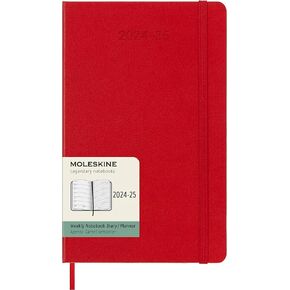 Moleskine Classic 18 Month 2024-2025 Weekly Planner, Hard Cover, Large (5" x 8.25"), Scarlet Red, 208 pages