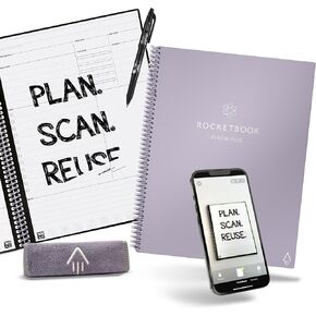 Rocketbook Smart Reusable Notebook, Fusion Plus Executive Size Spiral Notebook & Planner, Infinity Black, (6" x 8.8")