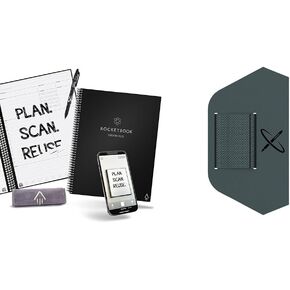 Rocketbook Smart Reusable Notebook, Fusion Plus Executive Size Spiral Notebook & Planner, Infinity Black, (6" x 8.8")
