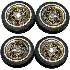 Redcat Whitewall Low Profile Tires and Gold Wheels w/Knock Offs and Wheel Nuts RER14434