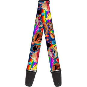 Buckle-Down Guitar Strap Pets Snacks Rainbow Collage 2 Inches Wide