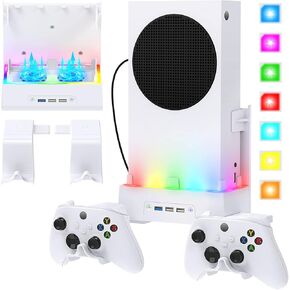 حامل جداري لجهاز Xbox Series S، ملحقات مجموعة حامل مروحة تبريد عمودية RGB مع حامل وحدة تحكم X ومنافذ USB ممتدة لوحدة تحكم Xbox Series S in Kuwait