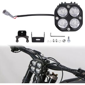 Upgraded Headlight for Sur Ron Segway Motorcycle, Plug N Play Light Bar Headlight, 60W Small Square Four Bulbs Headlamp With Switch (With Switch)