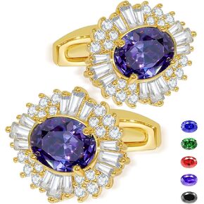Crystal Cufflinks for Men Real Gold Plated CZ Mens Cuff Links for Wedding Party Unique Gift