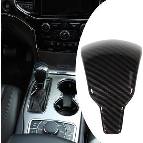 CheroCar Gear Shift Knob Cover Stick Shifter Cap Cover Frame for 2017-2020 Jeep Grand Cherokee, Interior Accessories, Carbon Fiber Grain, 1PC