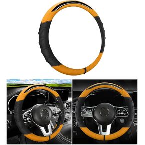 Car Steering Wheel Cover, Non-Slip Vehicle Steering Wheel Protector, Automotive Interior Accessories for Women Men, 15 Inch Universal for SUV, Truck, RV, Van and More（Black）