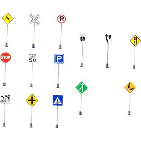 TOYANDONA 14pcs Micro Landscape Accessories Miniature Stuff Kids Playset Childrens Play Sets Traffic Indicator Model Traffic Street Signs Mini Traffic Signs Mini Indicator Mini Road Sign Toy