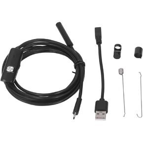 USB Industrial Endoscope 6 LED Lights 7mm Probe IP67 Waterproof Pipe Inspection Camera for Measuring Pipes Underwater Viewing 1M