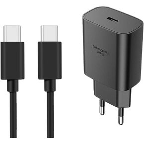 25 واط أوروبا USB نوع C شاحن سريع للغاية الأوروبي محول السفر التوصيل لسامسونج غالاكسي S24 S23 S22 S21 الترا زائد A25 A15 A53 A52 A14 آيفون بكسل اليورو الاتحاد الأوروبي الجدار الدولي PD/PPS 6.6ft USBC كابل