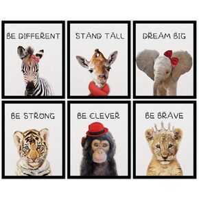 Baseball cap decoration Lovely wild animals wall art decor, Zebras, elephants, orangutans, tigers, lions, giraffes Wall Art Poster decor for nursery、 bedroom decor, Gift for boy, Son, grandson, nephew