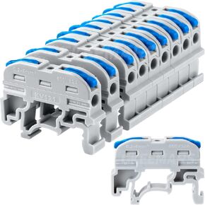 GKEEMARS DIN Terminal Blocks, Universal Wiring Connector Lever Wire for Electrical Wires KV-121 (50 Pcs Blue)