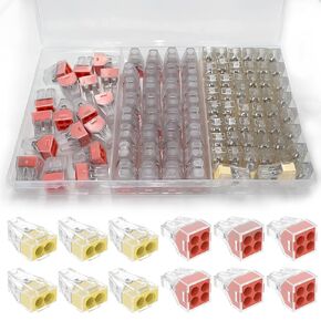 Push in Wire Connectors Quick Connect Electrical 2-Port 50 Pcs + 4-Port 50 Pcs Pushin Small Wire Nuts Twister Assortment Wiring Connecters lkelyonewy