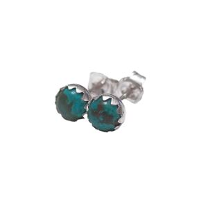 Tiny Chrysocolla Stud Earrings 4mm Studs