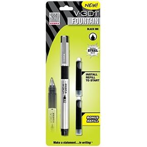 Zebra V-301 Stainless Steel Fountain Pen with Refill (48111) by Zebra Pen