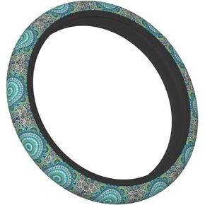 Steering Wheel Cover for Women Men Orange Foxes Woodland Animal White Star Black Neoprene Steering Wheel Protector Universal Fit Most Car Sedans SUVs - 15 Inch