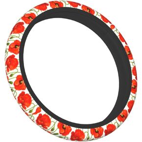 Steering Wheel Cover for Women Men Orange Foxes Woodland Animal White Star Black Neoprene Steering Wheel Protector Universal Fit Most Car Sedans SUVs - 15 Inch