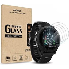(Pack of 4) Tempered Glass Screen Protector for Garmin Forerunner 935, Akwox [0.3mm 2.5D High Definition 9H] Premium Clear Screen Protector for Garmin Forerunner 935