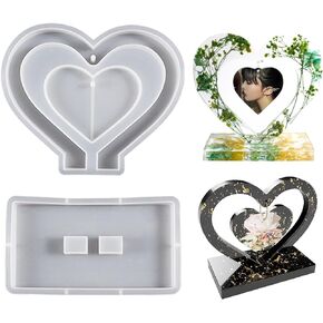 Heart Silicone Moulds DIY Silicone Moulds Crafts with Base Resin Mould for Photo Frame Epoxy Resin Molds for DIY Heart
