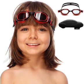 Kids Swimming Goggles - Fun and Colorful Case, Comfortable Adjustable Strap, Anti-Fog, UV Protection