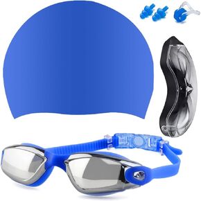 TWINFALCONS Swimming Goggles Set No Leaking Full Protection Adult Men Women Youth with Nose Clip Earplugs and Case