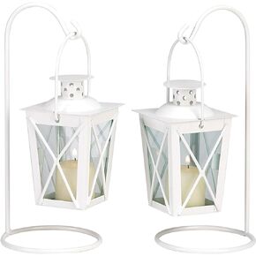 Gifts & Decor Candle Lanterns, 3 7/8 x 3 7/8 x 9, White