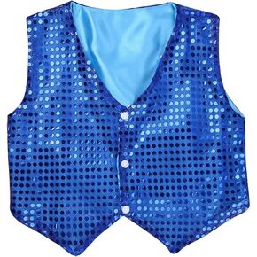 Kids Boys Girls Shiny Sequins Jazz Hip-hop Dance Jacket Vest Waistcoat Stage Performance Choir Party Top Costume