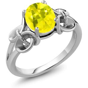 Gem Stone King 925 Sterling Silver Oval Gemstone Birthstone Engagement Ring | Oval 9X7MM | Wedding Anniversary Promise Ring For Women | Available in size 5, 6, 7, 8, 9