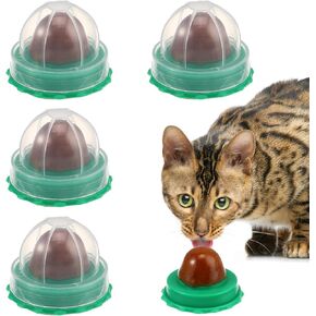 POPETPOP Catnip Balls for Indoor Cats: 5pcs Cat Lick Ball Cat Snacks Candy Ball Edible Catnip Toys Cat Licking Balls Catnip Wall Lick Treats Toys for Cat Playing Licking