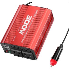 Continuous 300W Car Power Inverter Power Converter 12V to 110V dc to AC Car Converters with 2 USB &2 AC sockets(300W)