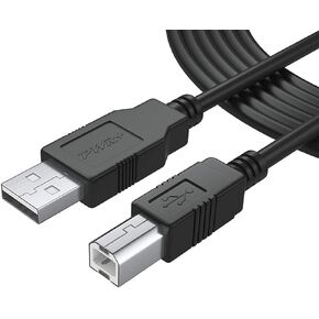 25Ft Extra Long USB-Printer-Cable 2.0 for HP OfficeJet Laserjet Envy, Canon Pixma, Epson Workforce, Stylus, Expression Home, Brother, Silhouette Cameo, Dell Scanner Fax Cord