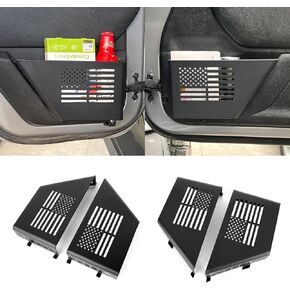 MAIKER OFF ROAD Front & Rear Door Organizer Tray Door Storage Box Door Side Insert Organizer with US Flag Style for 2007-2018 Jeep Wrangler JK 2/4 Door (4pcs)