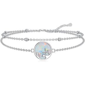 LUHE Starfish Ankle Bracelets for Women Seabeach Anklets 925 Sterling Silver Adjustable Foot Beaded white opal Ankle Bracelet Anklet Jewelry