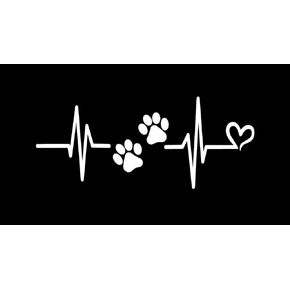 Cat Paws Pet Heartbeat MKR Decal Vinyl Sticker |Cars Trucks Vans Walls Laptop|White|7.5 x 3.2 in|MKR1113