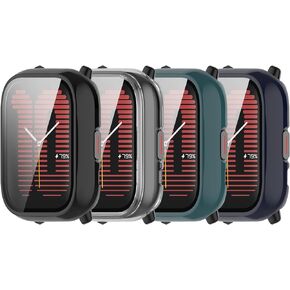 Case Compatible for Amazfit Active, Case with Screen Protector [Tempered Glass] Full Around Hard PC Protective Case for Amazfit Active Smartwatch for Women Men (4ColorsA)