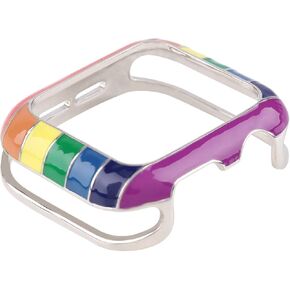 غطاء حماية مصنوع من سبيكة معدنية ملونة بألوان قوس قزح وإطار ملون متوافق مع Apple Watch Series 6 5 4 3 2 1 SE (42 مم أو 44 مم) in Kuwait