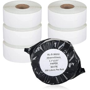 AOMYA - متوافق مع DYMO 30252 (1-1/8" x 3-1/2") ملصقات العناوين والرمز الشريطي - متوافقة مع طابعات Rollo وDYMO Labelwriter 450 و4XL وZebra المكتبية [6 بكرات/2100 ملصق] in Kuwait