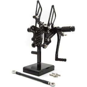CNC ZX6R 09-20 Motorcycle Adjustable Rearsets Foot Pegs Rear Set Footpeg Brake Shift Pedal Compatible with Ninja 600 ZX6R ZX636 2009-2020 Black