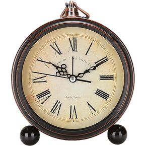 Vintage Analog Alarm Clock, 5.25 inch Small Silent Non Ticking Table Clock,Battery Operated Decor Clock for Table/Bedroom/Bedside/Living Room, Gift Clock (Arabic)