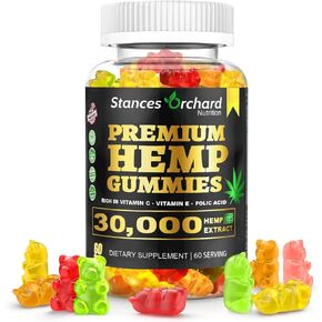 مكمل القنب العضوي عالي الفعالية من Hemp Gummies - رائع لتخفيف الألم والإجهاد والمزاج - مواد غذائية طبيعية مع مستخلص زيت القنب النقي - نباتي، غير معدل وراثيًا، خالي من السكر والغلوتين in Kuwait