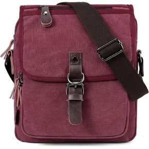 RAVUO Small Messenger Bag, Water Resistant Mens Women Canvas Shoulder Satchel Crossbody Purse for Travel Work