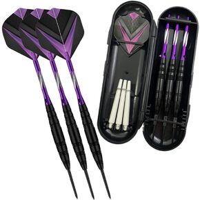 Steel Tip Darts Set 22 Gram- Standard PET Flights, Aluminum Dart Shafts,with O Rings, Extra Aluminiu Shafts, Dart Flights and Portable Darts Case (3pcs/Pack)