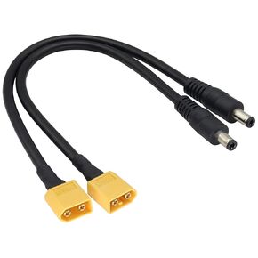 XT60 إلى كابل محول تيار مستمر طاقة تيار مستمر 5.5 × 2.1 مم ذكر إلى رصاصة XT60 موصل كابل محول جاك أنثى لمكواة لحام TS100، طاقة شاشة FPV، سلك طاقة بدون طيار (DC 2.1 مم - M / 30 سم - 2 حزمة)