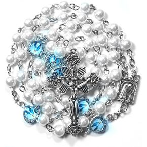 Rosary Beads Chaplet White Resin Rosery Catholic gifts
